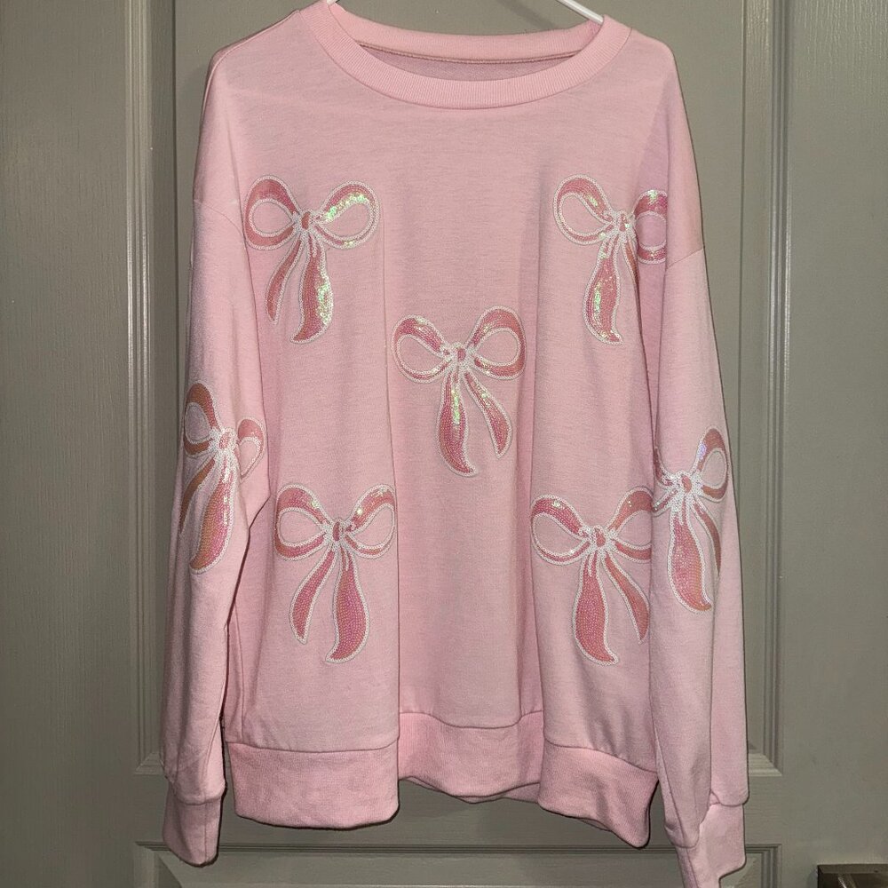 Women's Pink Bow Sweater Size M